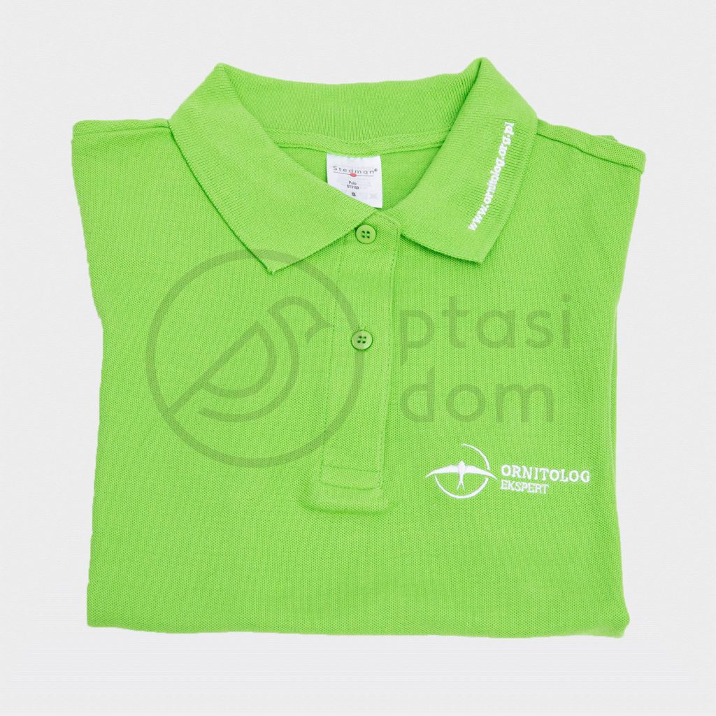 zielona koszulka polo z logo ptasi dom